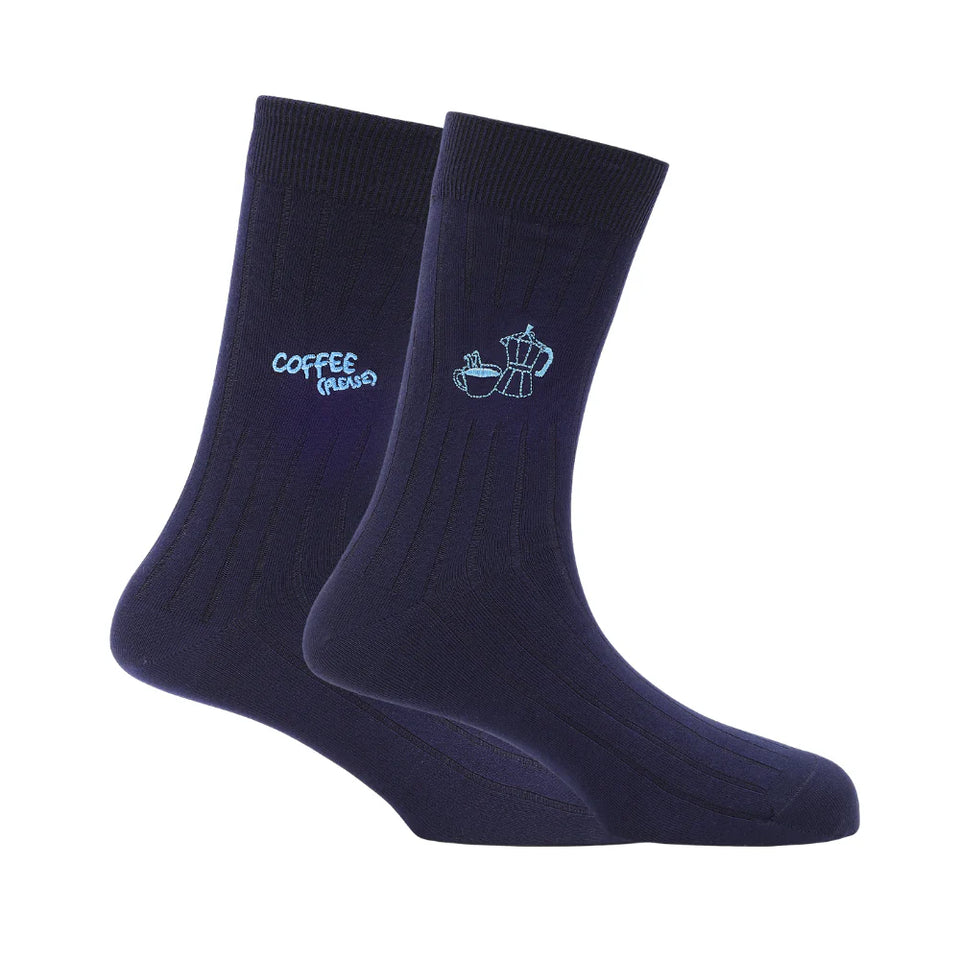 Coffee First Navy Bamboo Socks – Soft Breathable Crew Socks for Men & Women | PureStep