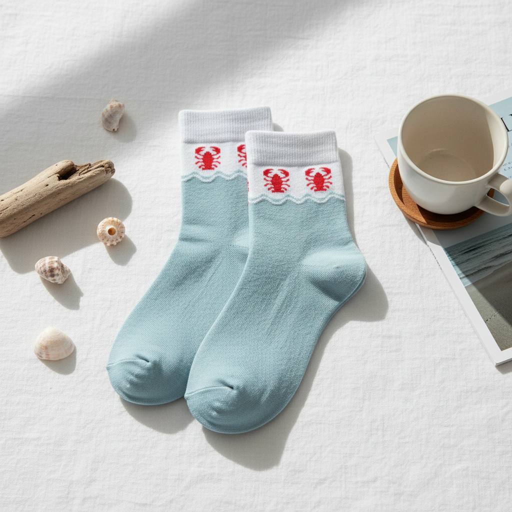 Coastline Bamboo Socks 🦀 | Breathable, Odor-Free, All-Day Comfort | Mid Calf Unisex