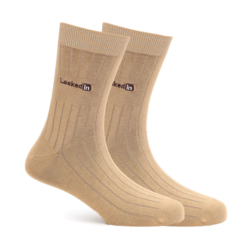 Focus Mode Beige Bamboo Socks – Soft, Breathable Crew Socks | PureStep