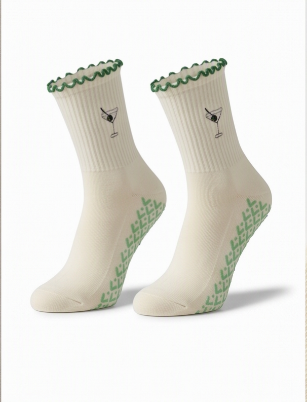Matcha Martini Grip Socks | Non-Slip Pilates & Reformer