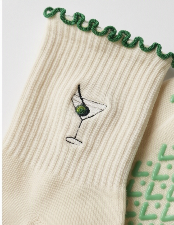 Matcha Martini Grip Socks | Non-Slip Pilates & Reformer