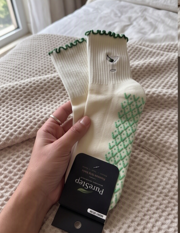 Matcha Martini Grip Socks | Non-Slip Pilates & Reformer