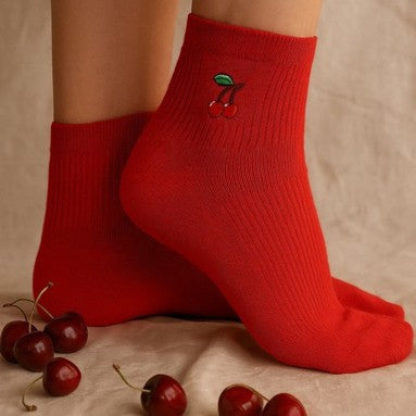 Cherry Red Bamboo Socks | Premium Soft Crew Socks – PureStep