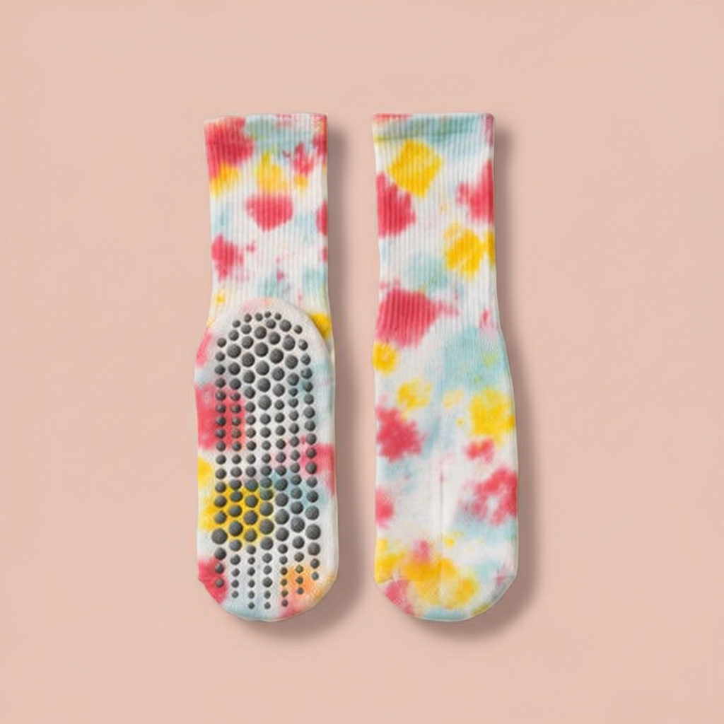 Non-Slip Pastel Aura Pilates & Yoga Tie Dye Crew Grip Socks