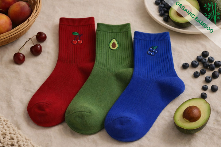 Berry Burst Pack – Organic Bamboo Socks (Pack of 3) | Breathable & Odor-Free Crew Socks