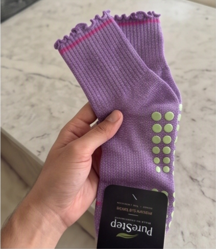 Lavender Bloom Pilates Grip Socks | Non-Slip Yoga & Reformer