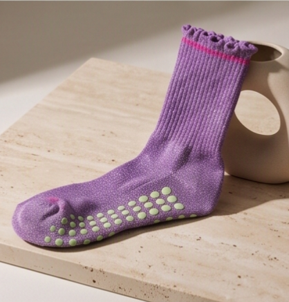 Lavender Bloom Pilates Grip Socks | Non-Slip Yoga & Reformer