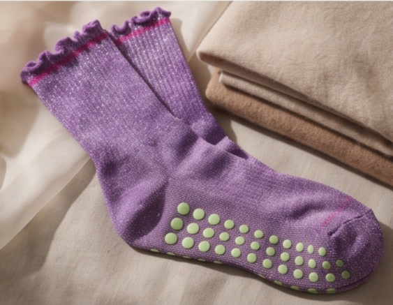Lavender Bloom Pilates Grip Socks | Non-Slip Yoga & Reformer