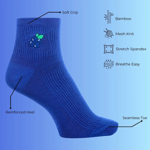 Berry Blue Bamboo Socks | Premium Breathable Crew Socks – PureStep - Purestep