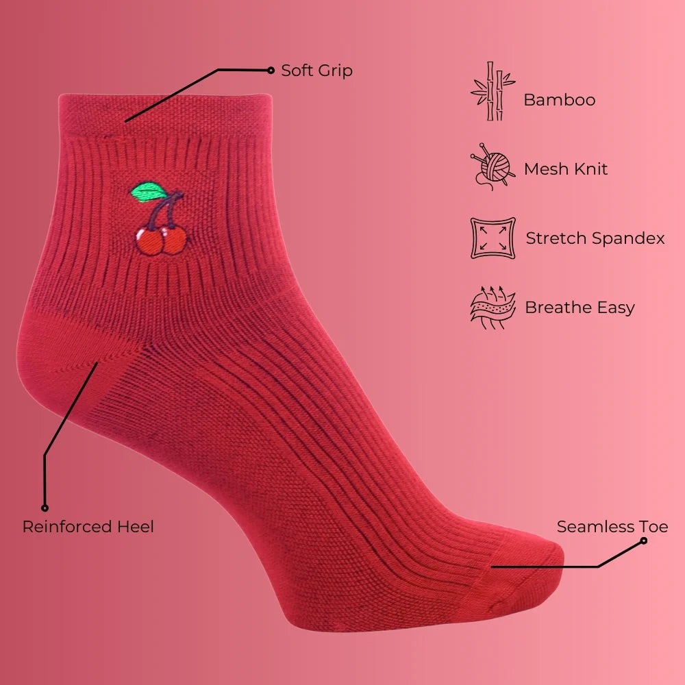Cherry Red Bamboo Socks | Premium Soft Crew Socks – PureStep