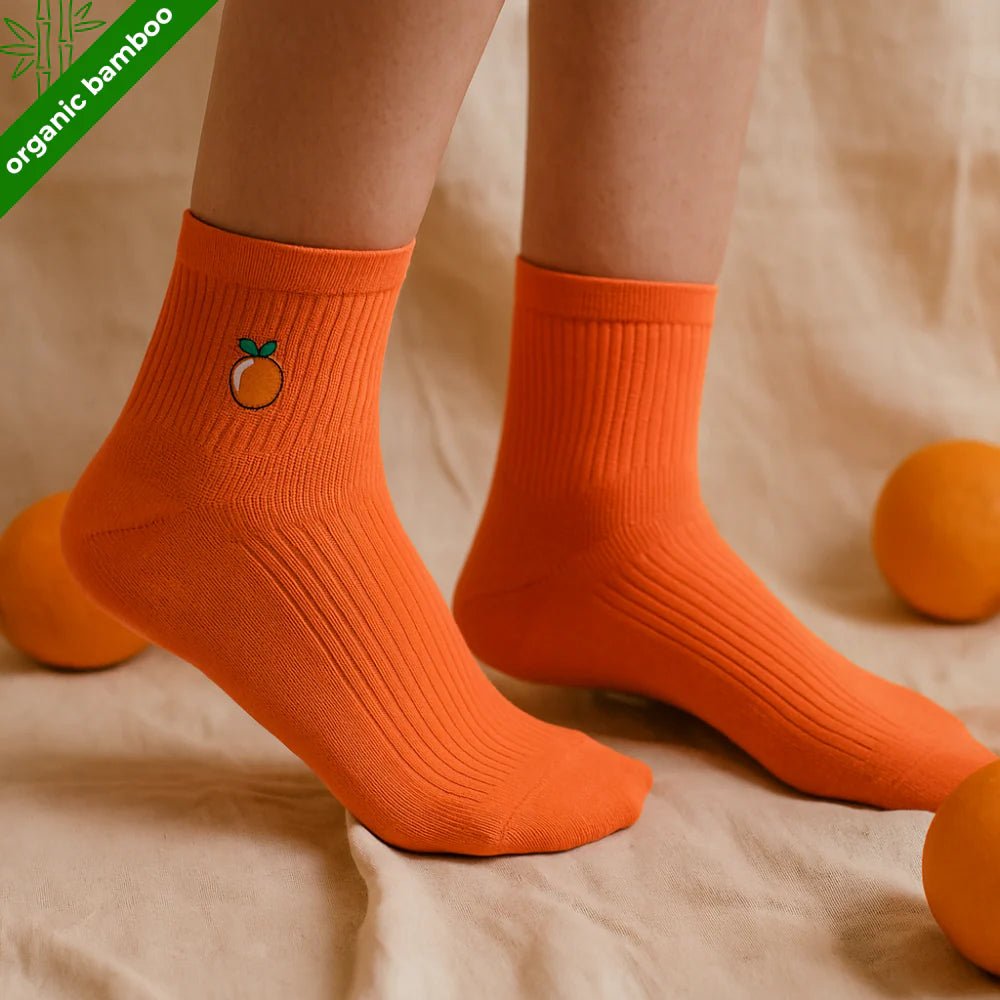 Citrus Orange Bamboo Socks | Breathable Everyday Crew Socks – PureStep - Purestep