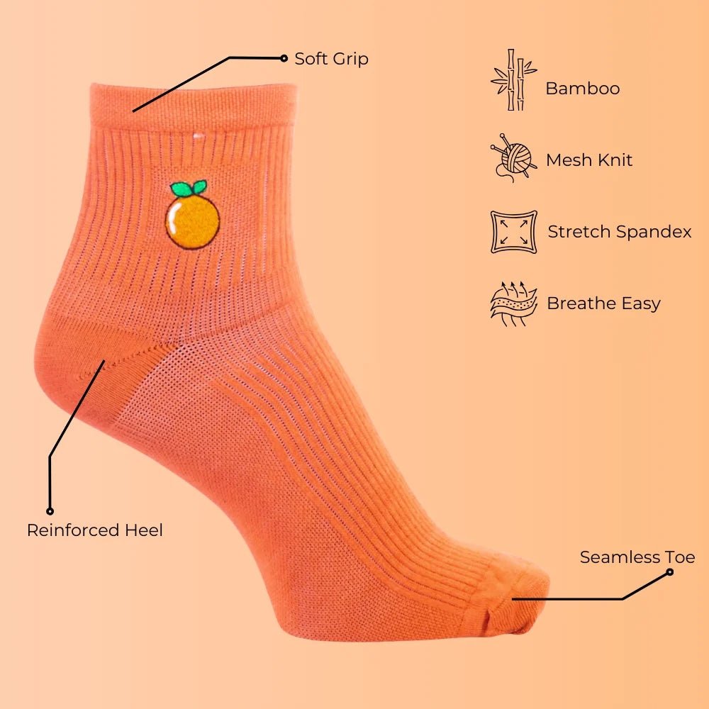 Citrus Orange Bamboo Socks | Breathable Everyday Crew Socks – PureStep - Purestep