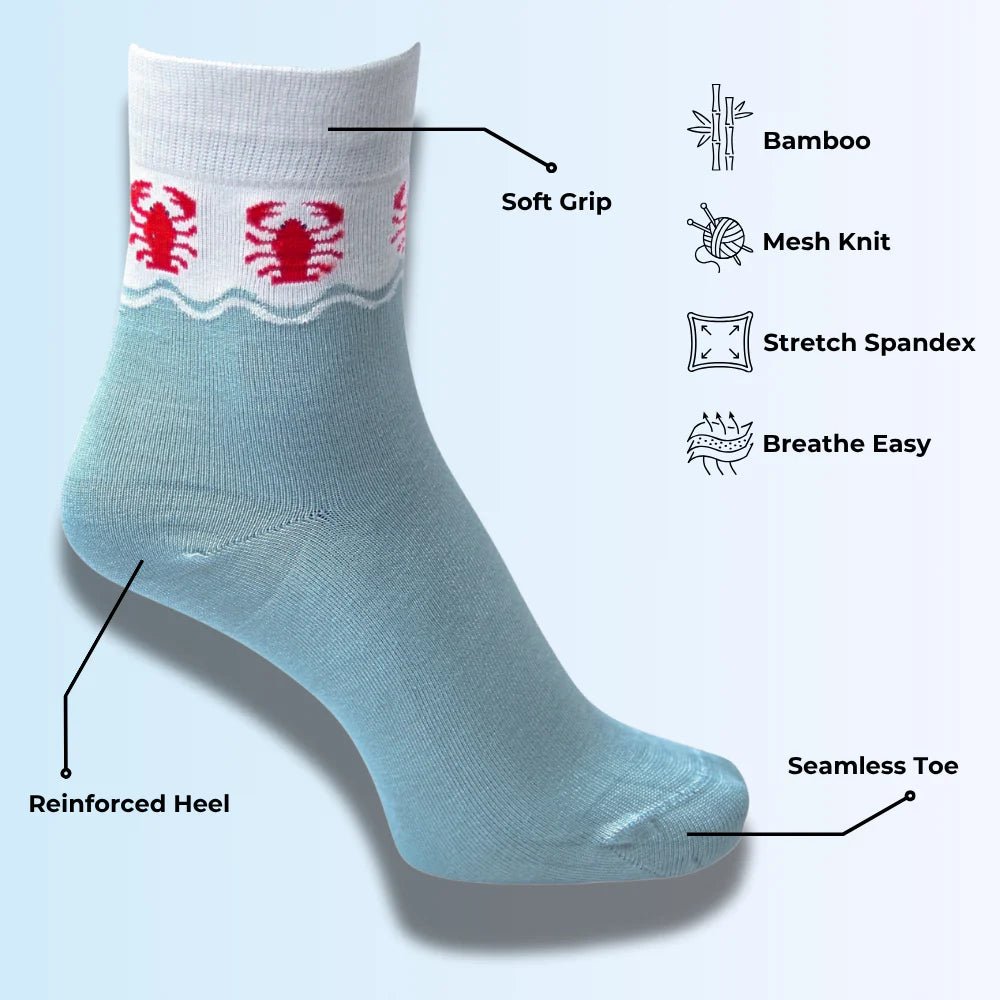 Coastline Bamboo Socks 🦀 – Soft, Breathable Everyday Crew Socks - Purestep