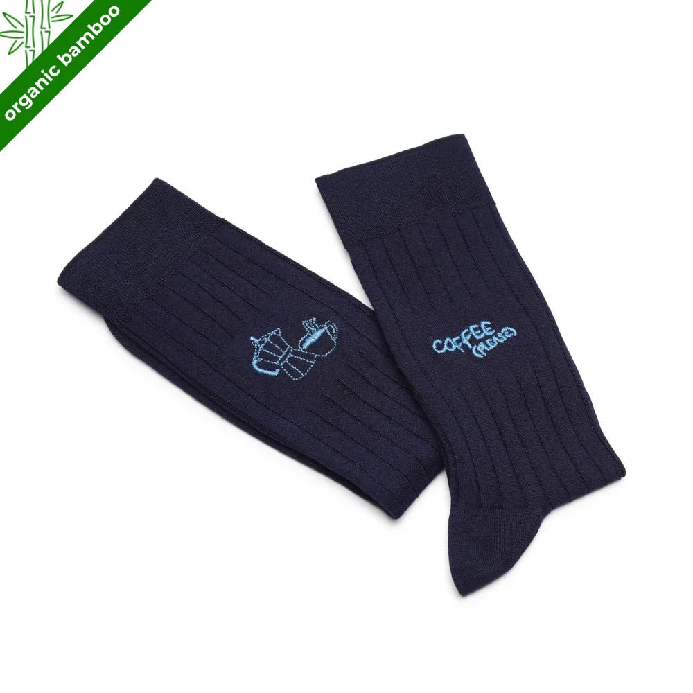 Coffee First Navy Bamboo Socks – Soft Breathable Crew Socks for Men & Women | PureStep - Purestep