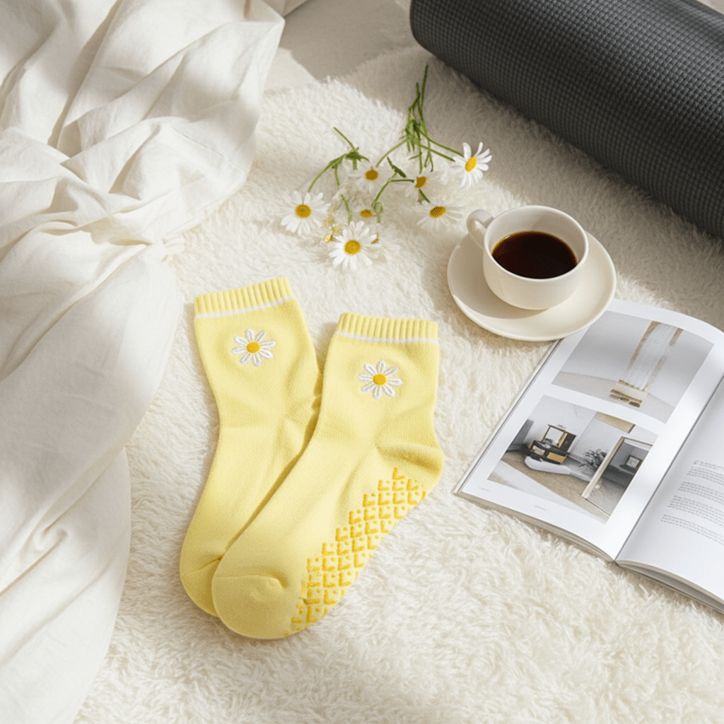 Daisy Glow Grip Socks – Non-Slip Pilates & Yoga Ankle Socks - Purestep