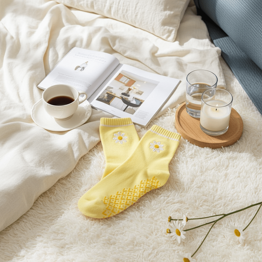 Daisy Glow Grip Socks – Non-Slip Pilates & Yoga Ankle Socks - Purestep