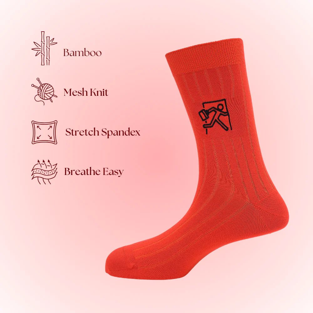 Exit Mode Orange Bamboo Socks – Lightweight Breathable Crew Socks | PureStep - Purestep