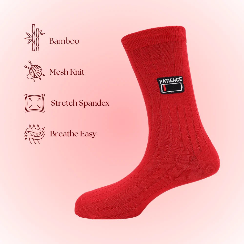 Low Battery Red Bamboo Socks – Soft Breathable Crew Socks | PureStep - Purestep