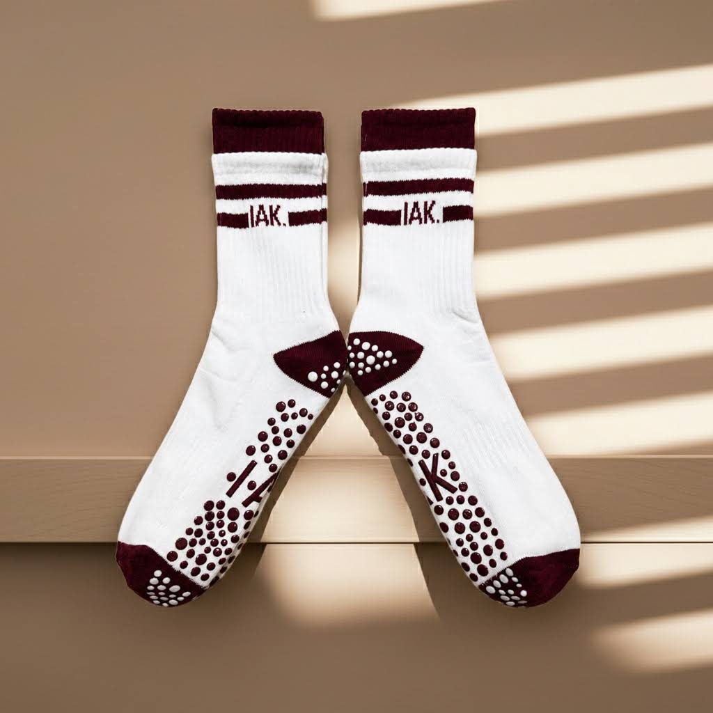 Non-Slip Crew Length Pilates & Yoga Grip Socks