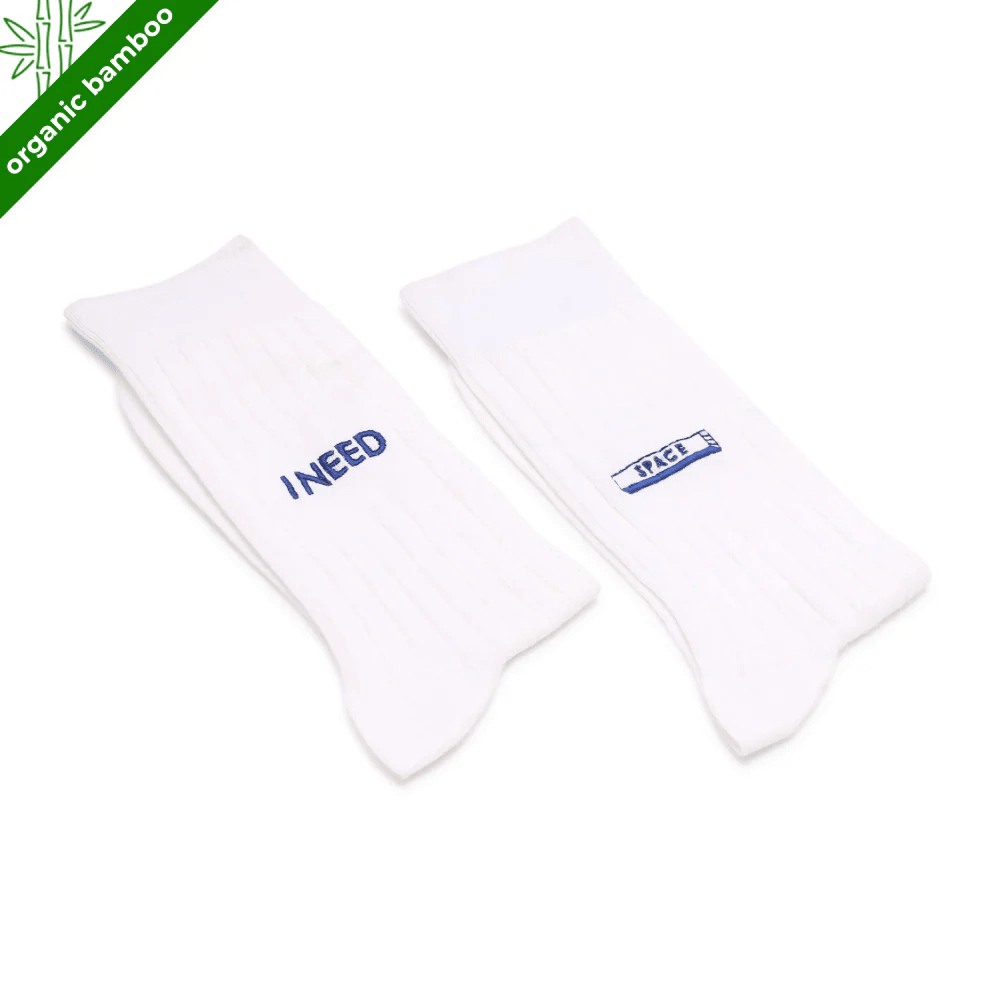 Need Space white Bamboo Socks – Breathable Crew Socks for Men & Women | PureStep - Purestep
