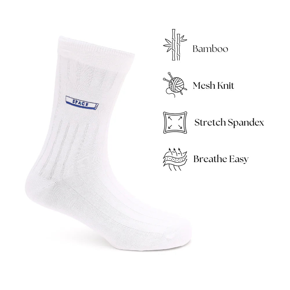 Need Space white Bamboo Socks – Breathable Crew Socks for Men & Women | PureStep - Purestep