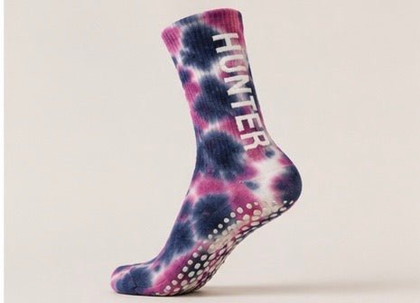 Non - Slip Berry Eclipse Pilates & Yoga Tie Die Crew Socks - Purestep - Purestep