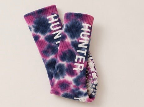 Non - Slip Berry Eclipse Pilates & Yoga Tie Die Crew Socks - Purestep - Purestep