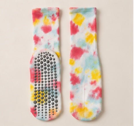 Non - Slip Pastel Aura Pilates & Yoga Tie Dye Crew Grip Socks - Purestep