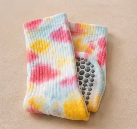 Non - Slip Pastel Aura Pilates & Yoga Tie Dye Crew Grip Socks - Purestep