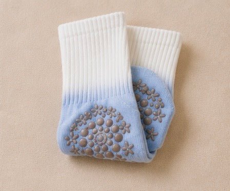 Non - Slip Sky Blue Pilates Grip Socks - Non - Slip Yoga Crew Socks - Purestep
