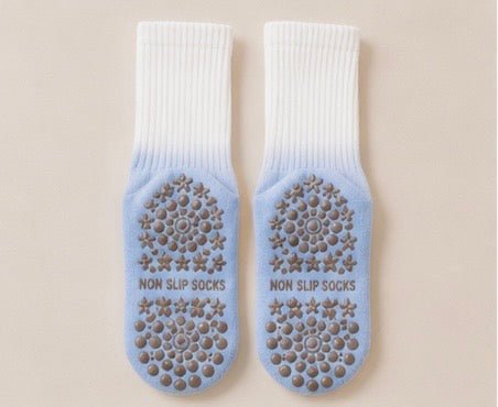 Non - Slip Sky Blue Pilates Grip Socks - Non - Slip Yoga Crew Socks - Purestep