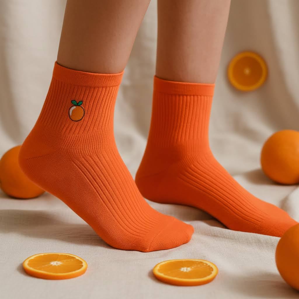 Citrus Orange Bamboo Socks | Breathable Everyday Crew Socks – PureStep