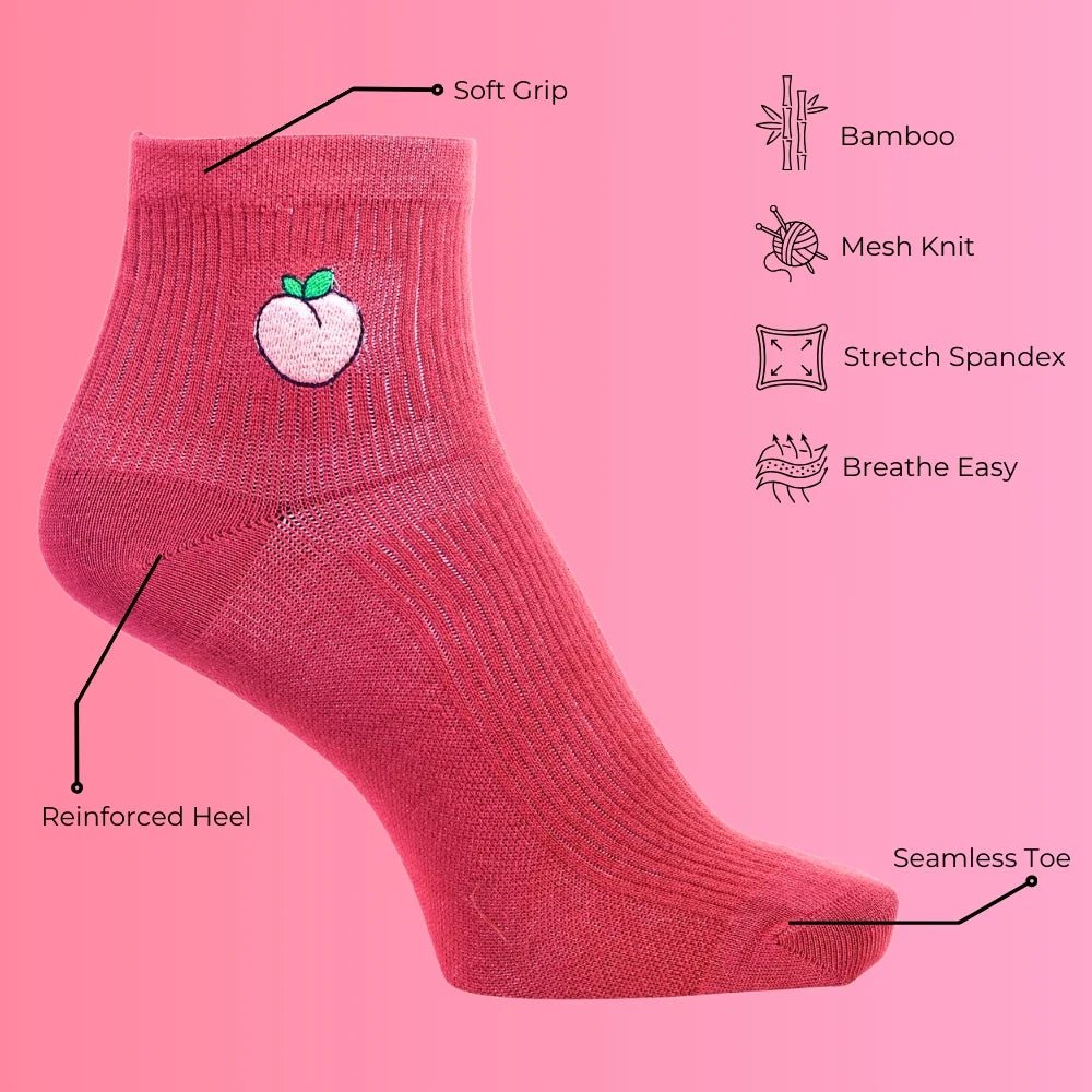 Peach Pink Bamboo Socks | Soft & Breathable Crew Socks – PureStep - Purestep