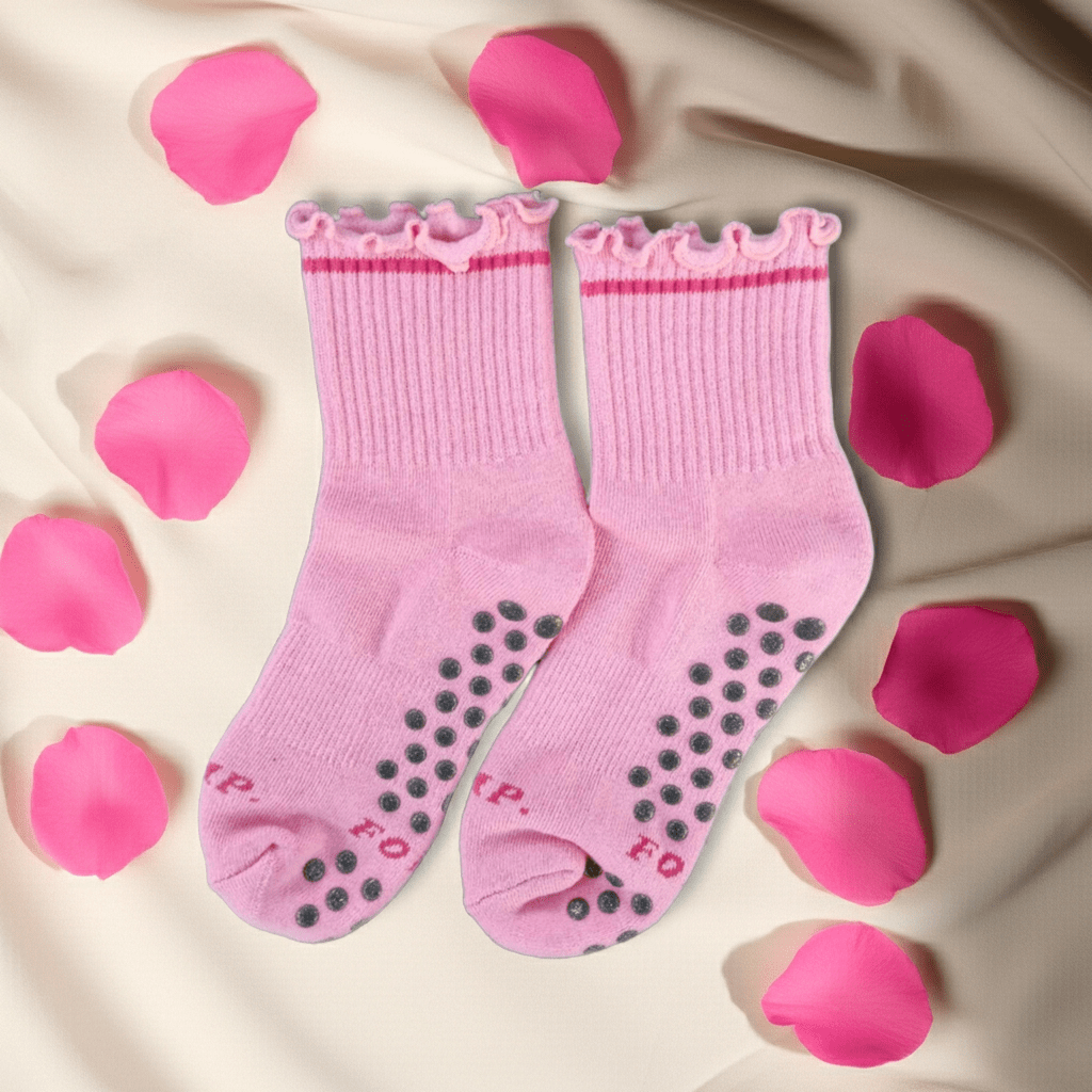 Pink Petal Grip Socks | Non-Slip Pilates & Yoga Ankle Socks - Purestep