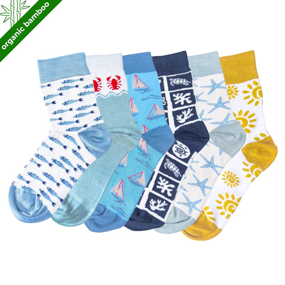 PureStep Coastal Escape – Premium Bamboo Socks (Pack of 6) - Purestep