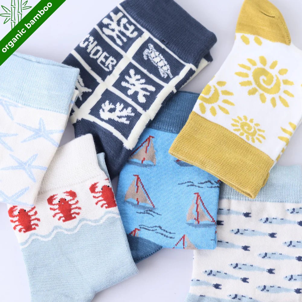 PureStep Coastal Escape – Premium Bamboo Socks (Pack of 6) - Purestep