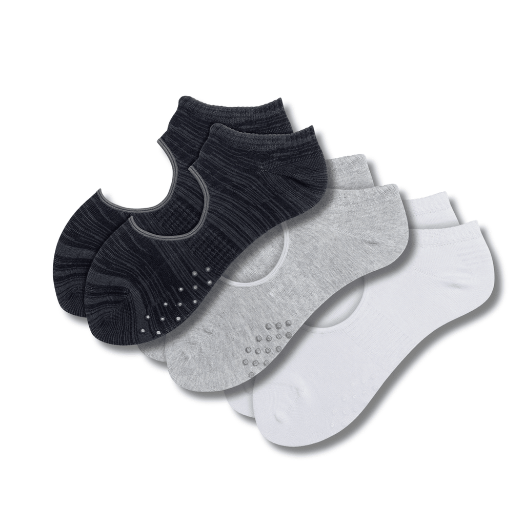 Shades of Grey Grip Pack (3 Pairs) | Yoga & Pilates Socks | Anti - Slip Control - Purestep