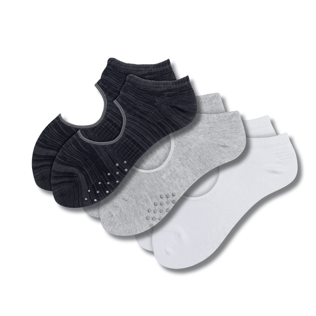 Shades of Grey Grip Pack (3 Pairs) | Yoga & Pilates Socks | Anti - Slip Control - Purestep