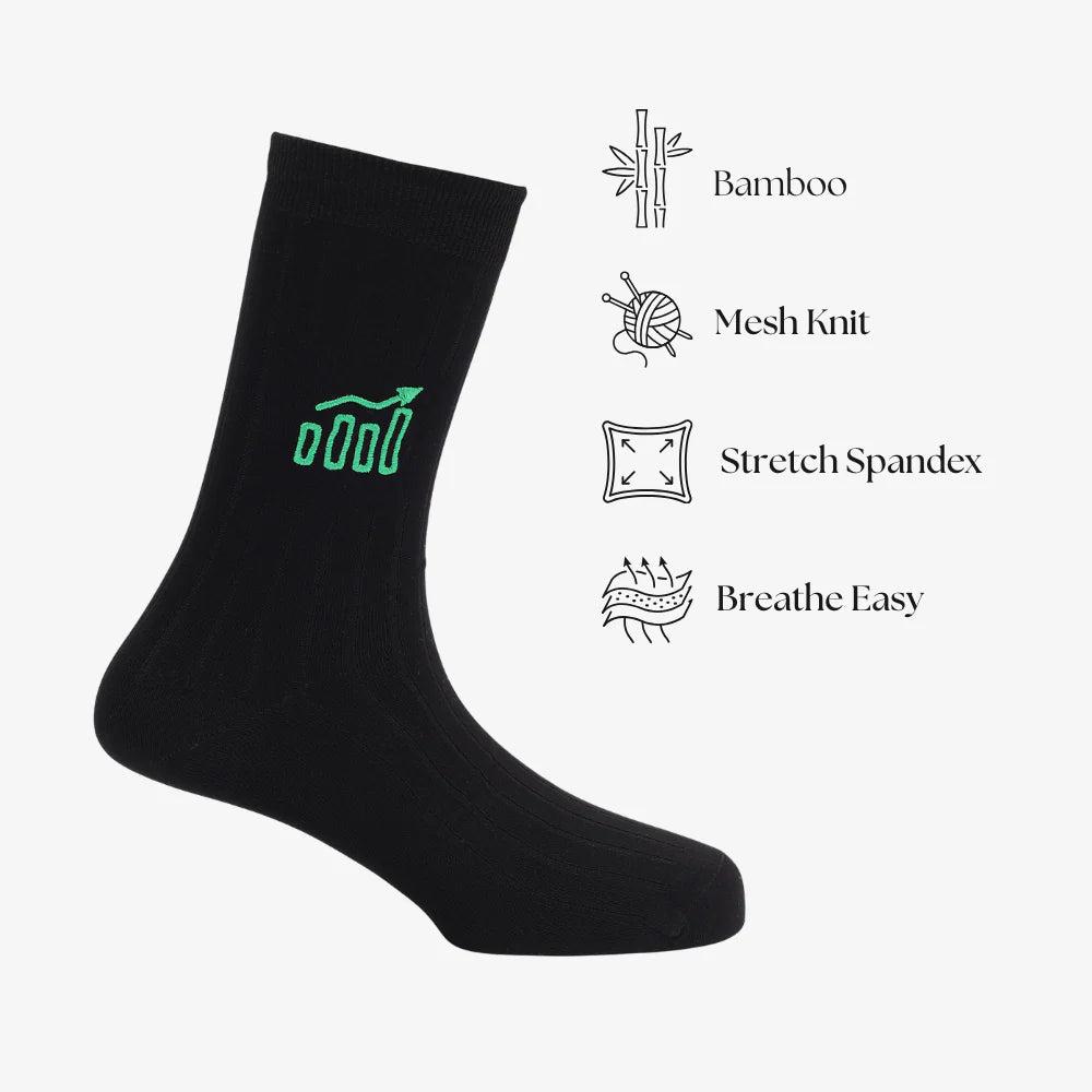 Sock Market Black Bamboo Socks – Breathable Crew Socks | PureStep - Purestep