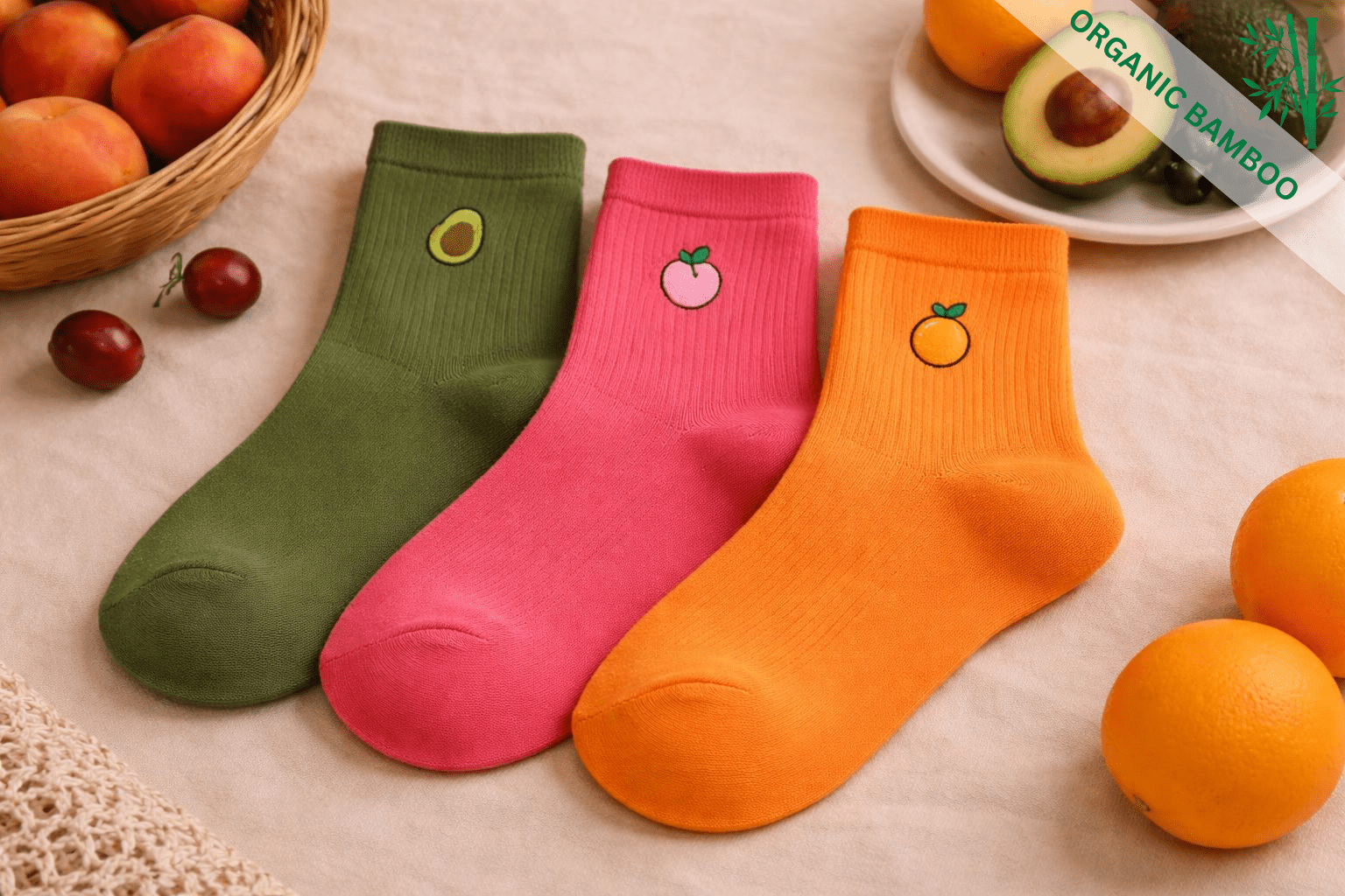 Tropical Pop Pack – Bamboo Crew Socks (Pack of 3) | Lightweight & Breathable Everyday Socks - Purestep